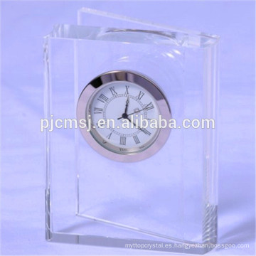 Reloj de mesa de cristal rectángulo puro para la decoración de la oficina o recuerdo